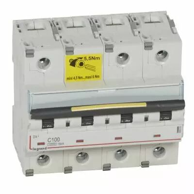Disjoncteur DX� 10000-vis/vis-4P-400V~-100A-16kA-courbe C - 6M (409363)