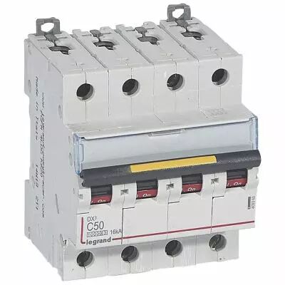 Disjoncteur DX� 10000-vis/vis-4P-400V~-50A-16kA-courbe C - 4M (409360)