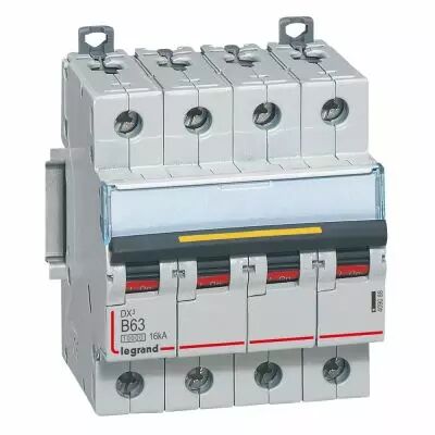 Disjoncteur DX� 10000-vis/vis-4P-400V~-63A-16kA-courbe B - 4M (409088)
