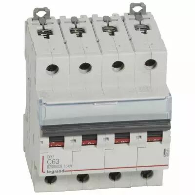 Disjoncteur DX� 10000-vis/vis-4P-400V~-63A-16kA-courbe C - 4M (409361)