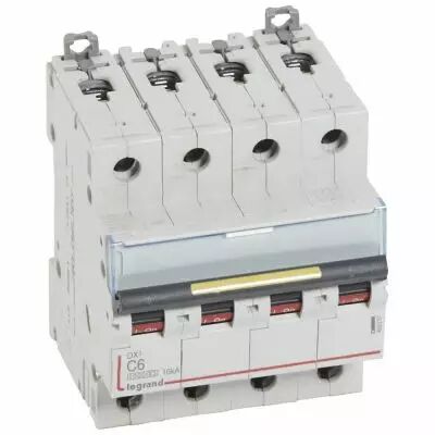Disjoncteur DX� 10000-vis/vis-4P-400V~-6A-16kA-courbe C - 4M (409351)