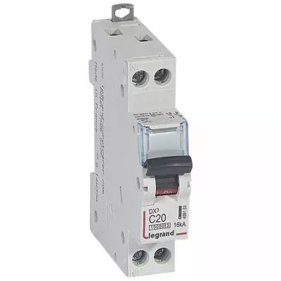 Disjoncteur DX� 10000-vis/vis-U+N-230V~-20A-16kA-courbe C - 1M (409153)