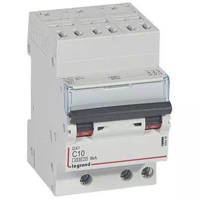 Disjoncteur DX� 4500 - auto/vis - 3P - 400 V~ - 10A - 6kA - courbe C - 1 mod (406899)