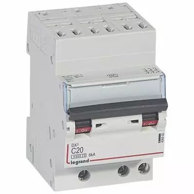 Disjoncteur DX� 4500 - auto/vis - 3P - 400 V~ - 20A - 6kA - courbe C - 1 mod (406902)