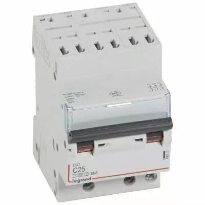 Disjoncteur DX� 4500 - auto/vis - 3P - 400 V~ - 25A - 6kA - courbe C - 1 mod (406903)