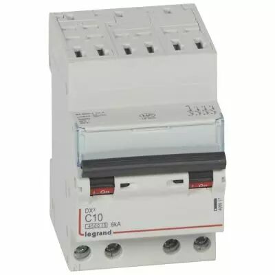 Disjoncteur DX� 4500 - auto/vis - 4P - 400 V~ - 10A - 6kA - courbe C - 3M (406917)