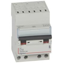 Disjoncteur DX³ 4500 - auto/vis - 4P - 400 V~ - 10A - 6kA - courbe C - 3M (406917)