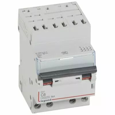 Disjoncteur DX� 4500 - auto/vis - 4P - 400 V~ - 6A - 6kA - courbe C - 3M (406915)