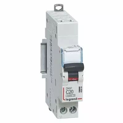 Disjoncteur DX� 4500 - auto/vis - U+N 230V~ 20A - 6kA - courbe C - 1 mod (406884)