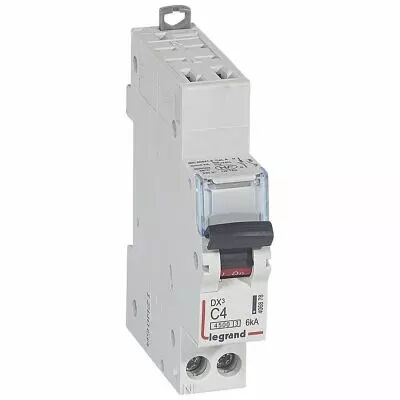 Disjoncteur DX� 4500 - auto/vis - U+N 230V~ 4A - 6kA - courbe C - 1 mod (406878)