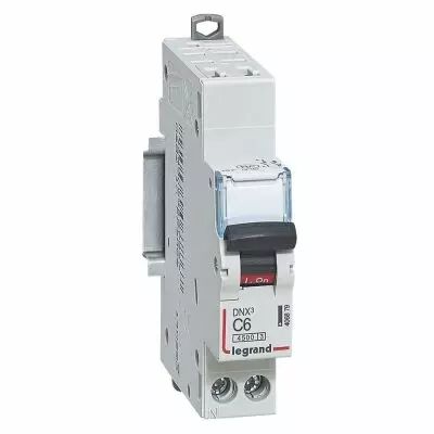 Disjoncteur DX� 4500 - auto/vis - U+N 230V~ 6A - 6kA - courbe C - 1 mod (406879)