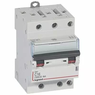 Disjoncteur DX� 4500 - vis/vis - 3P - 400 V~ - 16A - 6kA - courbe C - 1 mod (406892)