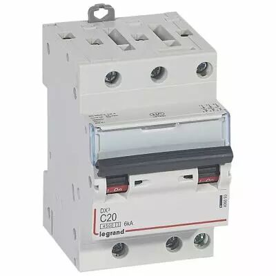 Disjoncteur DX� 4500 - vis/vis - 3P - 400 V~ - 20A - 6kA - courbe C - 1 mod (406893)