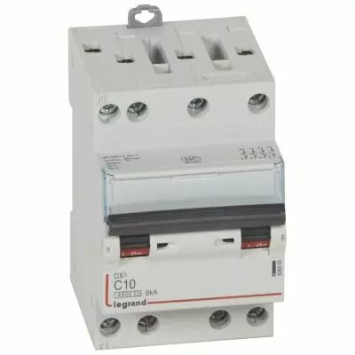 Disjoncteur DX� 4500 - vis/vis - 4P - 400 V~ - 10A - 6kA - courbe C - 3M (406908)