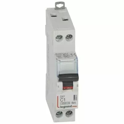 Disjoncteur DX� 4500 - vis/vis - U+N 230V~ 1A - 6kA - courbe C - 1 mod (406861)