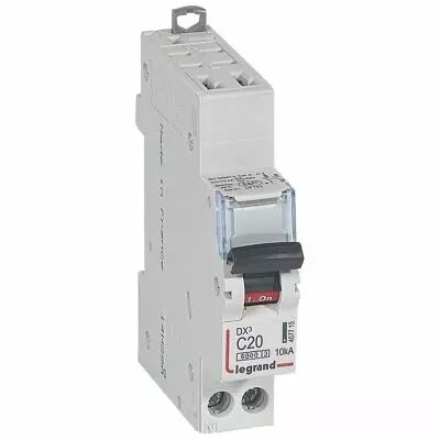 Disjoncteur DX� 6000 - auto/vis - U+N - 230V~ - 20 A - 10 kA - courbe C - 1M (407715)
