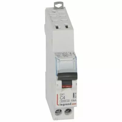 Disjoncteur DX� 6000 - auto/vis - U+N - 230V~ - 4 A - 10 kA - courbe C - 1M (407709)