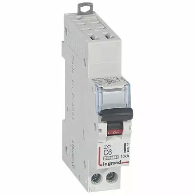 Disjoncteur DX� 6000 - auto/vis - U+N - 230V~ - 6 A - 10 kA - courbe C - 1M (407710)