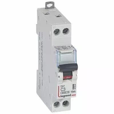 Disjoncteur DX� 6000 - vis/vis - U+N - 230V~ - 3 A - 10 kA - courbe C - 1M (407694)