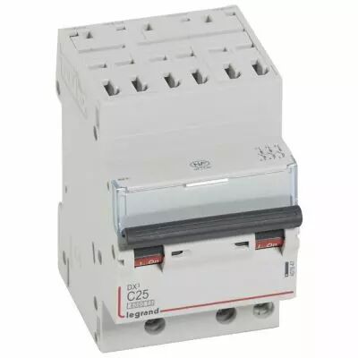 Disjoncteur DX� 6000 -auto/vis- 3P- 400V~-25A-10kA-courbeC-peigne HX� opti 4P - 3M (407847)