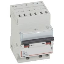 Disjoncteur DX³ 6000 -auto/vis- 3P- 400V~-25A-10kA-courbeC-peigne HX³ opti 4P - 3M (407847)