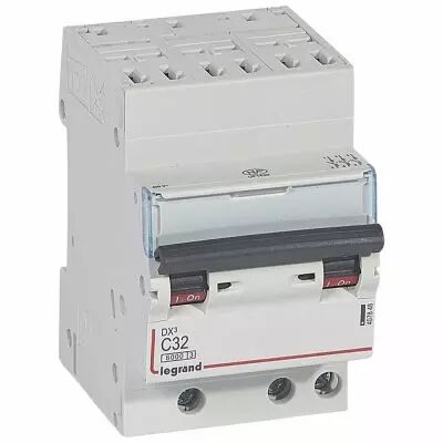 Disjoncteur DX� 6000 -auto/vis- 3P- 400V~-32A-10kA-courbeC-peigne HX� opti 4P - 3M (407848)