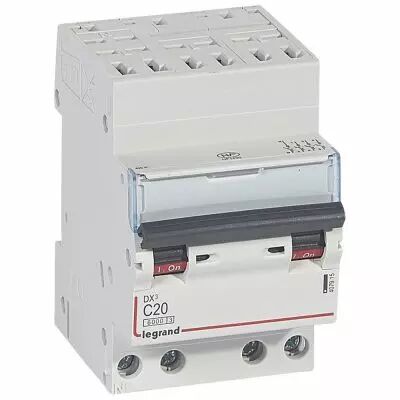 Disjoncteur DX� 6000 -auto/vis- 4P- 400V~-20A-10kA-courbeC-peigne HX� opti 4P - 3M (407915)