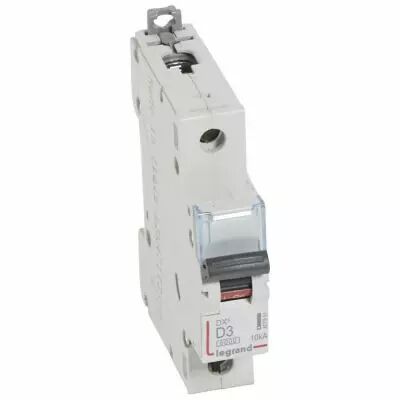 Disjoncteur DX� 6000 -vis/vis- 1P-230/400V~ -3A-10kA - courbe D - peigne HX� - 1M (407951)