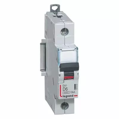 Disjoncteur DX� 6000 -vis/vis- 1P-230/400V~ -6A-10kA - courbe D - peigne HX� - 1M (407953)