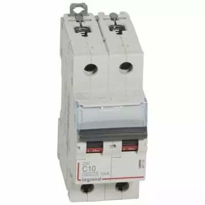 Disjoncteur DX� 6000 -vis/vis- 2P - 230/400V~ -10A-10kA-courbe C-peigne HX� trad 2P- 2M (407782)