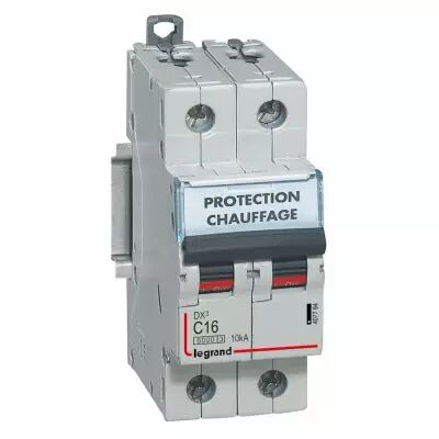 Disjoncteur DX� 6000 -vis/vis- 2P - 230/400V~ -16A-10kA-courbe C-peigne HX� trad 2P- 2M (407784)