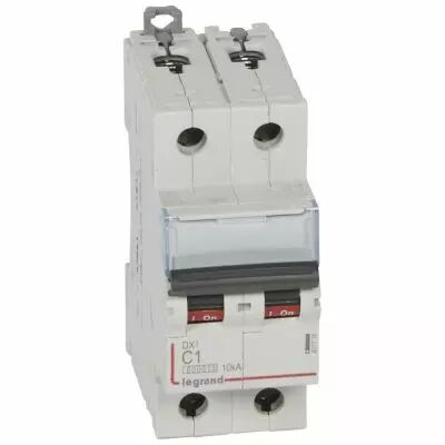 Disjoncteur DX� 6000 -vis/vis- 2P - 230/400V~ -1A -10kA-courbe C-peigne HX� trad 2P- 2M (407776)