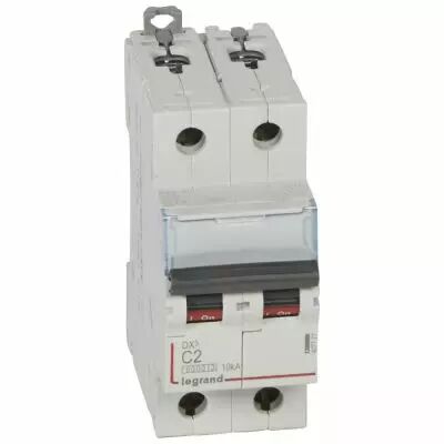 Disjoncteur DX� 6000 -vis/vis- 2P - 230/400V~ -2A -10kA-courbe C-peigne HX� trad 2P- 2M (407777)