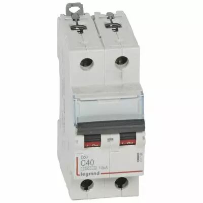 Disjoncteur DX� 6000 -vis/vis- 2P - 230/400V~ -40A-10kA-courbe C-peigne HX� trad 2P- 2M (407788)