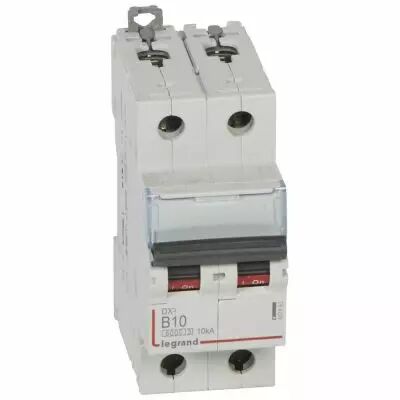 Disjoncteur DX� 6000 -vis/vis- 2P-230/400V~ -10A-10kA - courbe B-peigne HX� trad 2P- 2M (407493)