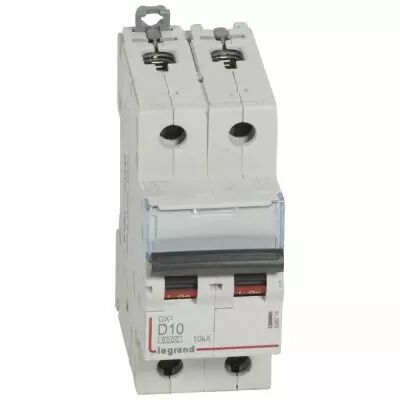 Disjoncteur DX� 6000 -vis/vis- 2P-230/400V~ -10A-10kA - courbe D-peigne HX� trad 2P-2M (408014)