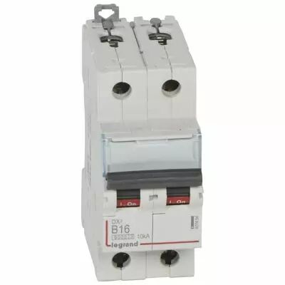 Disjoncteur DX� 6000 -vis/vis- 2P-230/400V~ -16A-10kA - courbe B-peigne HX� trad 2P- 2M (407494)