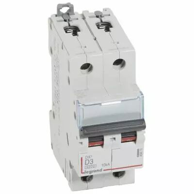 Disjoncteur DX� 6000 -vis/vis- 2P-230/400V~ -3A-10kA - courbe D-peigne HX� trad 2P-2M (408010)