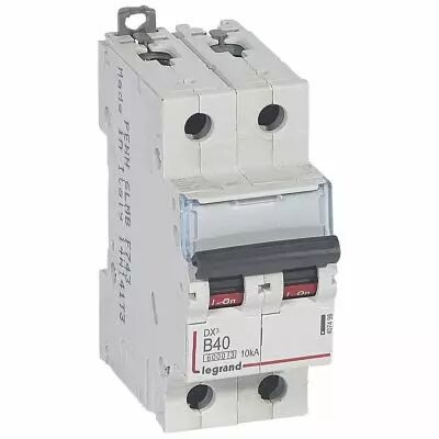 Disjoncteur DX� 6000 -vis/vis- 2P-230/400V~ -40A-10kA - courbe B-peigne HX� trad 2P- 2M (407498)