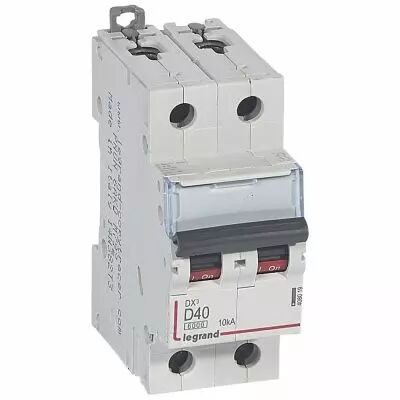 Disjoncteur DX� 6000 -vis/vis- 2P-230/400V~ -40A-10kA - courbe D-peigne HX� trad 2P-2M (408019)