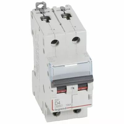 Disjoncteur DX� 6000 -vis/vis- 2P-230/400V~ -4A-10kA - courbe D-peigne HX� trad 2P-2M (408011)