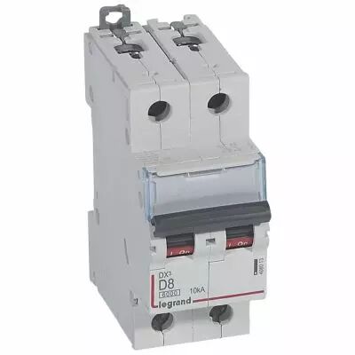 Disjoncteur DX� 6000 -vis/vis- 2P-230/400V~ -8A-10kA - courbe D-peigne HX� trad 2P-2M (408013)