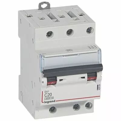 Disjoncteur DX� 6000 -vis/vis- 3P- 400V~-20A-10kA-courbeC-peigne HX� opti 4P - 3M (407839)