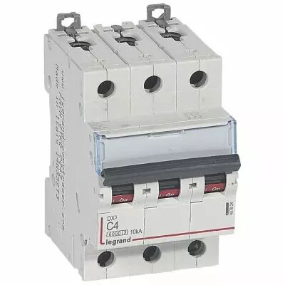 Disjoncteur DX� 6000 -vis/vis- 3P- 400V~-4A-10kA-courbeC-peigne HX� trad 4P - 3M (407824)
