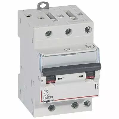 Disjoncteur DX� 6000 -vis/vis- 3P- 400V~-6A-10kA-courbeC-peigne HX� opti 4P - 3M (407836)