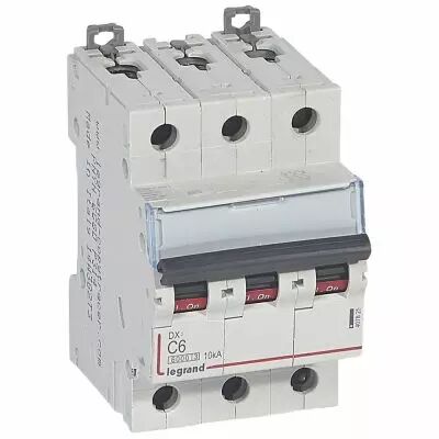 Disjoncteur DX� 6000 -vis/vis- 3P- 400V~-6A-10kA-courbeC-peigne HX� trad 4P - 3M (407825)