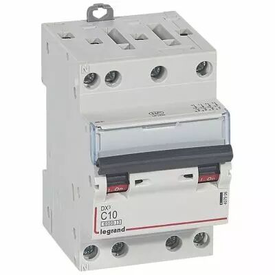 Disjoncteur DX� 6000 -vis/vis- 4P- 400V~-10A-10kA-courbeC-peigne HX� opti 4P - 3M (407906)