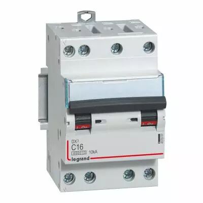 Disjoncteur DX� 6000 -vis/vis- 4P- 400V~-16A-10kA-courbeC-peigne HX� opti 4P - 3M (407907)