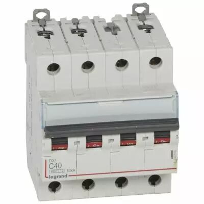 Disjoncteur DX� 6000 -vis/vis- 4P- 400V~-40A-10kA-courbeC-peigne HX� trad 4P - 4M (407902)