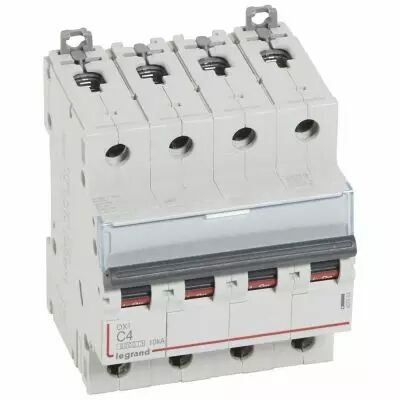 Disjoncteur DX� 6000 -vis/vis- 4P- 400V~-4A-10kA-courbeC-peigne HX� trad 4P - 4M (407893)